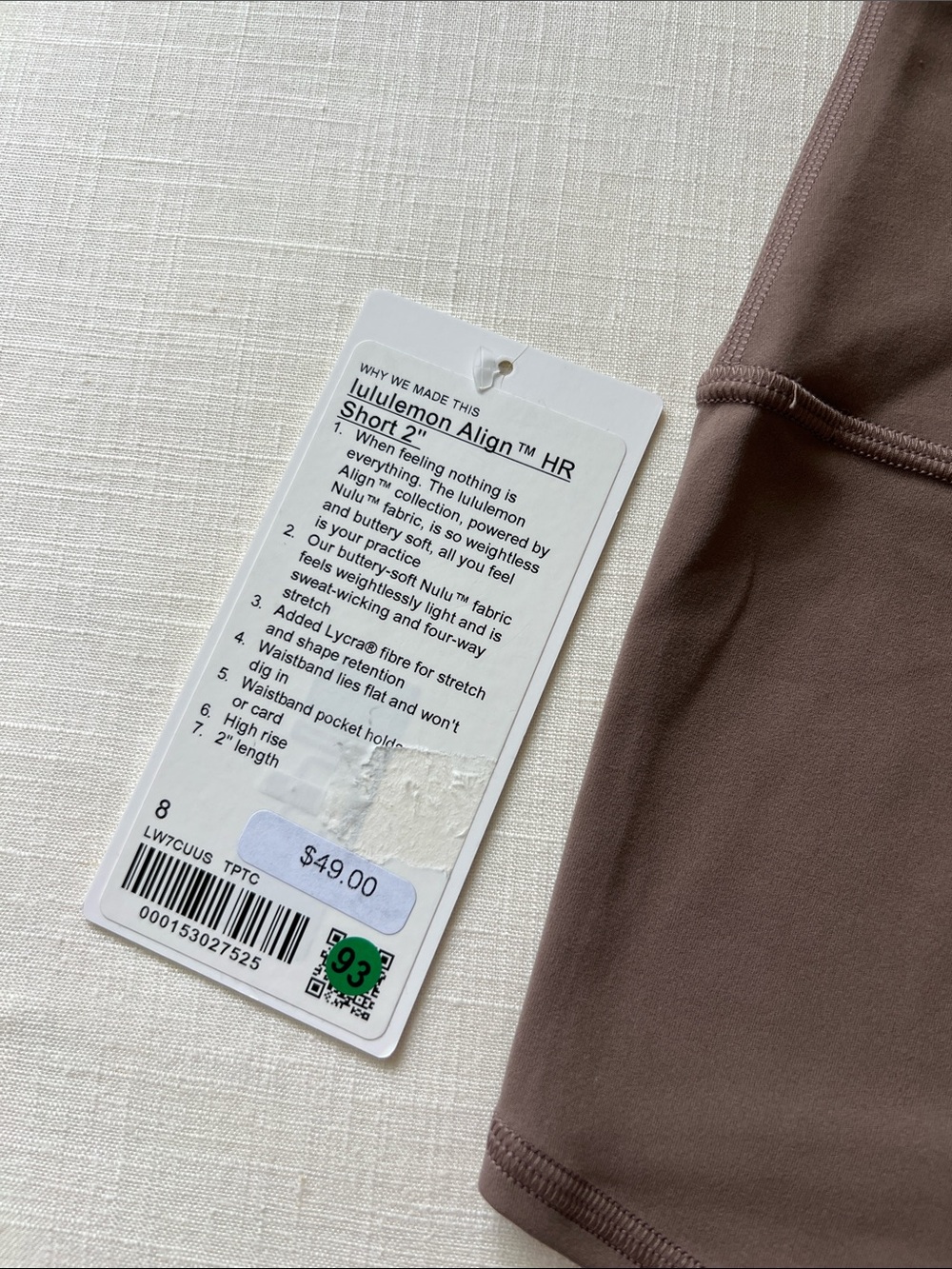Lululemon Align High Rise Short 2β - Tauptastic Tan - Size 8 Yoga Pilates Gym - Picture 4 of 5